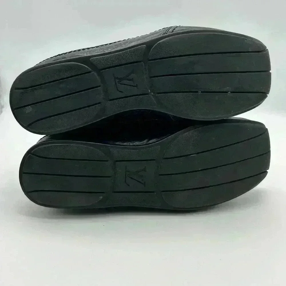 Louis Vuitton Sneakers Women Black Leather suede hook loop closure 36